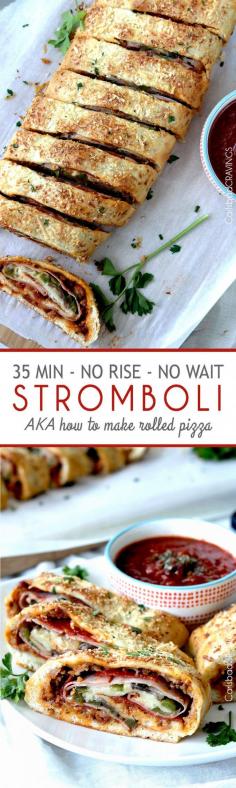 
                    
                        satisfy your pizza cravings in 35 minutes or less with No Wait No Rise Stromboli AKA rolled up pizza! Step by step tutorial of how to make EASY stromboli. A family favorite instant meal or must have appetizer. #stromboli #pizzadough #30minutemeals
                    
                