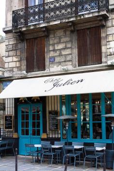 
                    
                        Paris Cafe in the Marais- Chez Julien - Paris Photography, Autumn, Paris Photography, Blue Paris Decor
                    
                