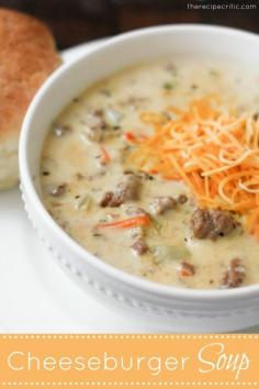 This homemade soup recipe for Cheeseburger Soup from @Alyssa {The Recipe Critic} is a heart-warming dish for anytime the temperature gets a little chilly. With classic ingredients like ground beef and cheese, this homemade soup recipe is surely a keeper. #Food #Recipe #Yummy #Meals #Dinner #Chef #Cook #Bake #Culinary