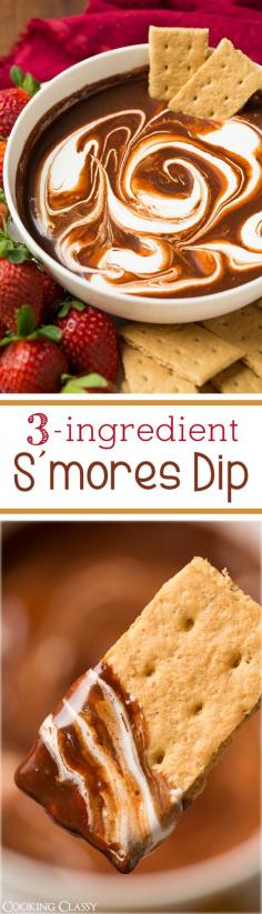 
                    
                        S'mores Dip - takes only 3 ingredients and about 5 minutes to make and it's SO good! Tastes just like a melty s'more when dipping graham crackers!
                    
                