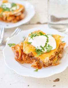 
                    
                        This Enchilada Casserole is a tasty, simple, and healthy dinner the entire family will love.  GF
                    
                