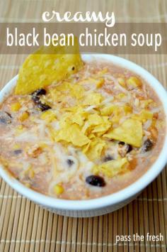Creamy Black Bean Chicken Crockpot soup