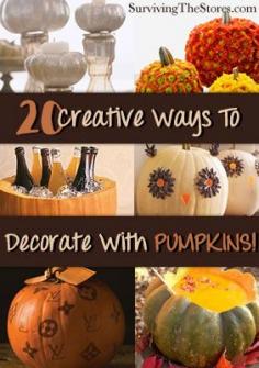 20 Creative Ways to Decorate with Pumpkins! #pumpkin #fall #decorations