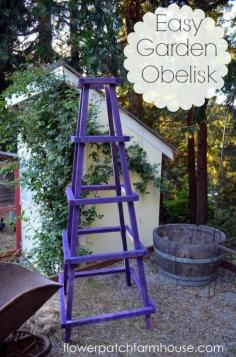 
                    
                        Easy DIY Garden Obelisk, step by step photos on how to build this great garden obelisk for about $20.  Super easy and a great statement int he garden, come see how we did it! www.flowerpatchfa...
                    
                