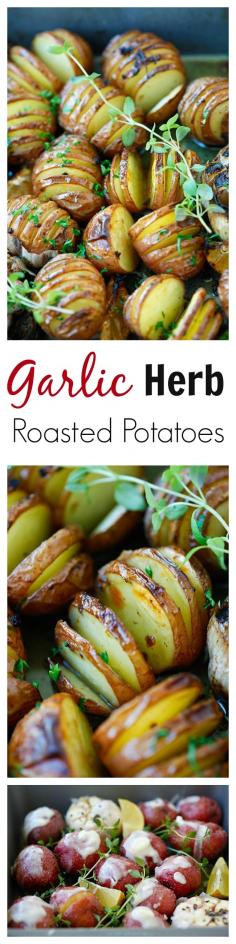 
                    
                        Garlic Herb Roasted Potatoes – the easiest and delicious roasted potatoes with olive oil, butter, garlic, herb and lemon!! | rasamalaysia.com
                    
                