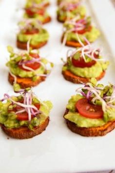 
                    
                        This recipe for sweet potato avocado bites is so easy to make and really healthy too. Roast up some sweet potatoes and put an avocado mixture on top.
                    
                