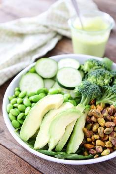 
                    
                        Get Your Greens Salad Recipe on twopeasandtheirpo... Love this healthy green salad and the Creamy Avocado Dressing is amazing!
                    
                