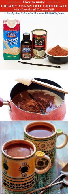 
                    
                        A Step-by-Step Guide: Creamy Vegan Hot Chocolate with Almond and Coconut Milk // wishfulchef.com
                    
                