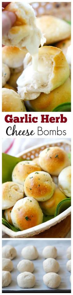 
                    
                        Garlic Herb Cheese Bombs – amazing cheese bomb biscuits loaded with Mozzarella cheese and topped with garlic herb butter. Easy recipe that takes 20 mins. Love Bakes Good Cakes | rasamalaysia.com
                    
                