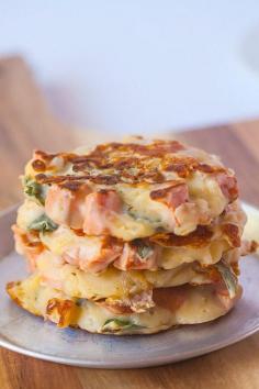
                    
                        HEALTHY SWEET POTATO AND CHEDDAR PANCAKES
                    
                