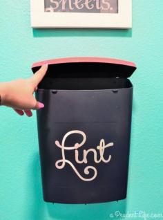 This is a great idea - make a wall mounted lint bin next to the dryer!  #laundry #laundryroom #ideas #space #organized #inspiration #home #decor #design