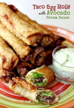 Taco Eggrolls With Avocado Cream