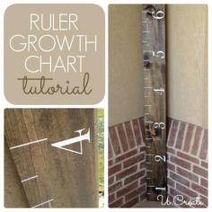 DIY Ruler Growth Chart - kids LOVE to see how much they grow...great baby gift too!  #DIY #Ruler #Kid #Growth #Chart #Project #Craft #Baby #Gift