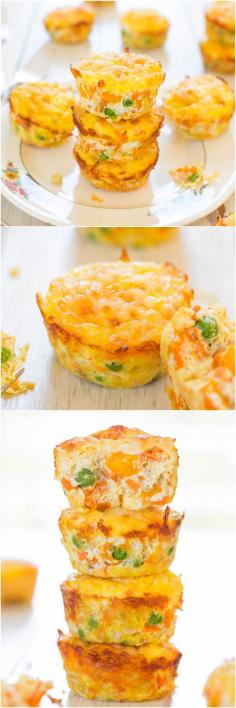 100-Calorie Cheese, Vegetable and Egg Muffins (GF) - Healthy, easy & only 100 calories! You'll want to keep a stash on hand! @Averie Sunshine {Averie Cooks} Sunshine {Averie Cooks}