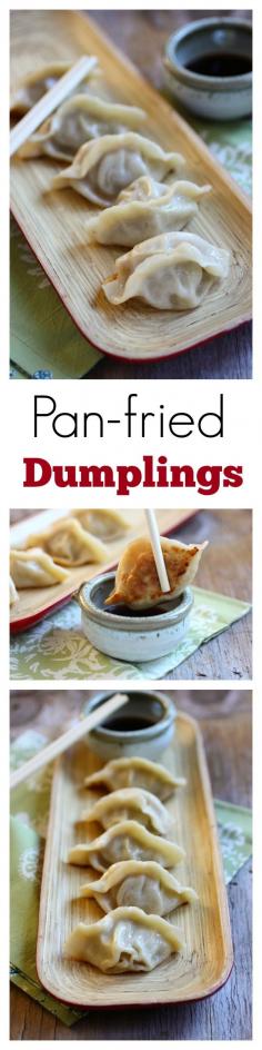 
                    
                        Pan-fried dumplings - the BEST and EASIEST pan-fried dumplings, homemade, easy, quick, an SO good!! | rasamalaysia.com
                    
                