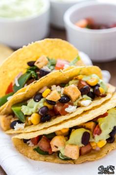 
                    
                        Paneer, Black Bean and Sweet Corn come together in these flavorful Protein Packed Vegetarian Tacos, topped with Fresh Tomato Salsa and Avocado Cream Sauce!
                    
                