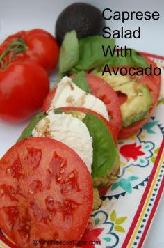 
                    
                        Caprese Salad with Avocado | Who Needs A Cape? #caprese #avocado #tomato #mozzarella
                    
                