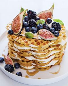 Cardamom Waffle Cake with Figs, Fall Berries, & Maple Syrup | Sweet Paul Magazine