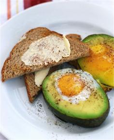Holy crap, two of my favorite foods fused together: eggs baked in 'cado. #nom