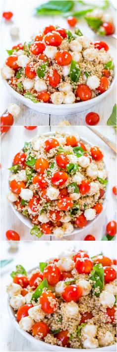 Tomato, Mozzarella Basil Quinoa Salad (GF) - Trying to keep meals healthier lighter? Make this easy, refreshing satisfying salad!