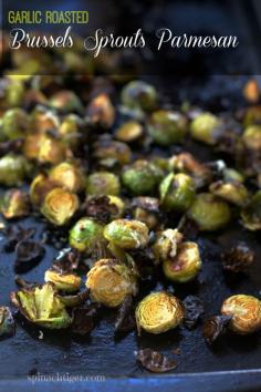 Garlic Roasted Brussels Sprouts Parmesan.  1 pound Brussels Sprouts 1 to 2 teaspoons extra virgin olive oil 3 cloves garlic thinly sliced dash paprika ½ cup freshly grated parmigiano reggiano cheese sea salt freshly ground black pepper red pepper flakes (optional)