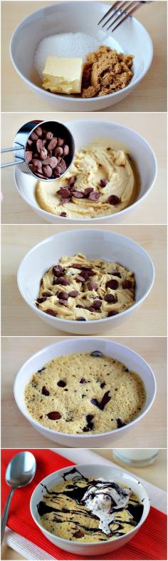 2 minute chocolate chip cookie for one!