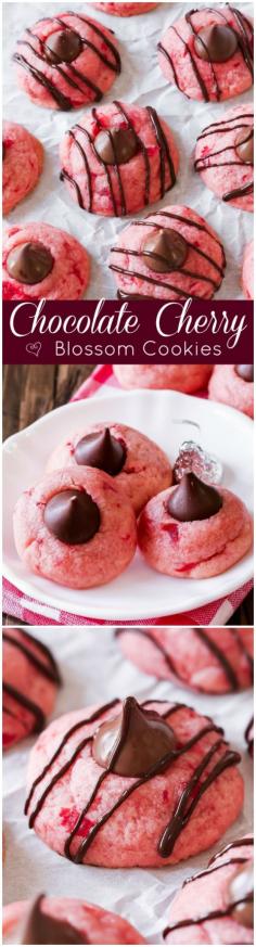 
                    
                        Cherries, chocolate, and Hershey's Kisses... oh my! These positively pink cookies disappear from the cookie jar. Easy to make, too!
                    
                