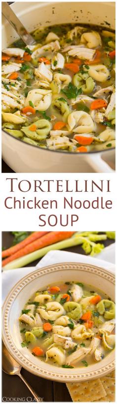 
                    
                        Tortellini Chicken Noodle Soup - this is so easy to make and seriously delicious! A simple 30 minute meal that you will LOVE!
                    
                