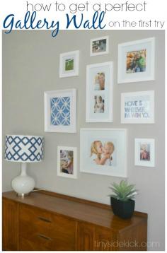 
                    
                        A Perfect Gallery Wall {on the first attempt} -follow this tutorial to get the perfect gallery wall without poking a bunch of holes in the wall. #gallerywall
                    
                