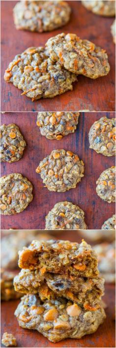 
                    
                        Soft and Chewy Spiced Carrot Cake Cookies - Tons of texture and so moist with zero cakiness. Eat your vegetables by way of healthy cookies!
                    
                