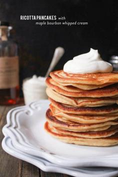 
                    
                        Ricotta Pancakes with Maple-Bourbon Whipped Cream
                    
                