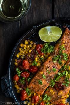 
                    
                        Salmon with Roasted Tomatoes and Corn
                    
                