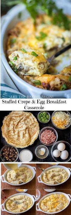 
                    
                        Stuffed Crepe & Egg Breakfast Casserole - cheesy, melty goodness that's perfect as a make-ahead dish to serve for breakfast | LetTheBakingBegin... | Let the Baking Begin Blog!
                    
                
