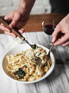 
                    
                        Fettuccine with Caramelized Onions and Swiss Chard
                    
                