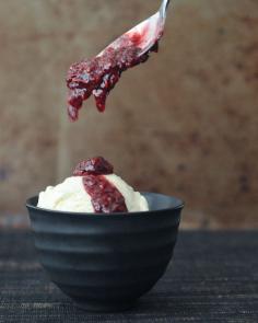 
                    
                        Vanilla Whiskey Ice Cream with Raspberry Sauce
                    
                