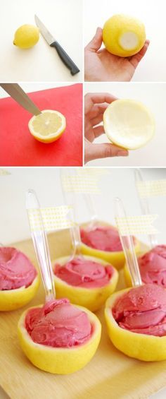 
                    
                        Lemon Dessert Bowls.. So perfect for summer! It is really easy and the picture explains the whole recipe! You could even sell it at a lemonade stand or enjoy it on the patio under the hot sun..
                    
                