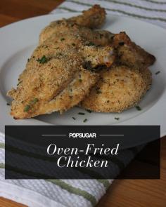
                    
                        Oven-fried chicken! Amazing recipe under 350 calories per serving.
                    
                