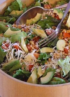 
                    
                        Truly my favorite salad of ALL TIME:  Avocado Pine Nut Salad.  The dressing brings it all together.  People always request the recipe at potlucks.
                    
                