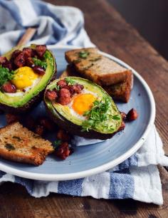 What Should I Eat For Breakfast Today ? — Avocado baked with an egg #food #yum brunch