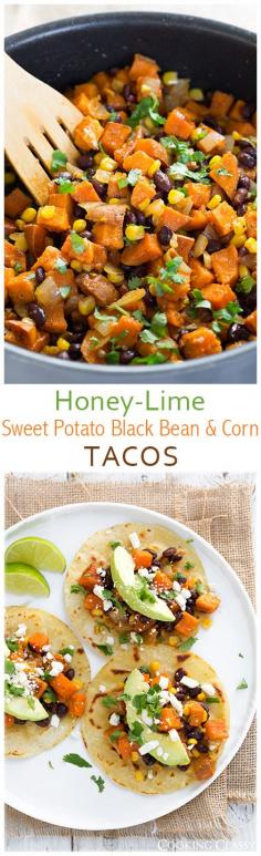 Honey Lime Sweet Potato Black Bean tacos!