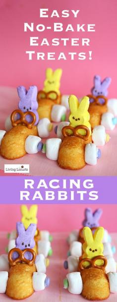 
                    
                        Easy No Bake Race Car Easter Treats! A cute ideas that you can do in minutes with Peeps. Great treat for kids to make themselves. LivingLocurto.com
                    
                