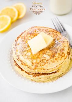 
                    
                        Lemon Ricotta Pancakes - These are so soft and fluffy! Perfect recipe for when you have 1/2 container of ricotta left - save it for weekend breakfast.
                    
                
