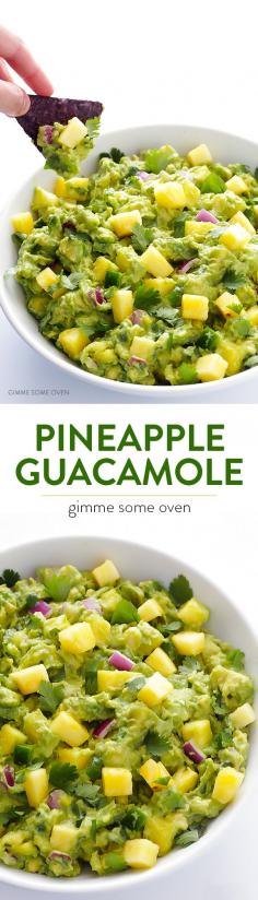 
                    
                        Pineapple Guacamole -- delicious homemade guacamole is kicked up a notch with some fresh, juicy, sweet pineapple! | gimmesomeoven.com
                    
                