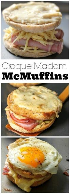 
                    
                        OMG these are amazing! Croque Madame McMuffins - Gooey cheese, brown butter sauce, black forrest ham, and a fried egg!
                    
                