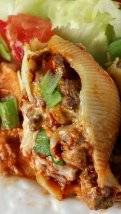 
                    
                        Taco-Stuffed Pasta Shells ~ a unique and tasty spin on the more traditional version!
                    
                