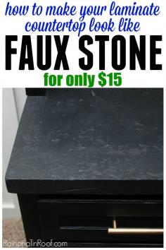 
                    
                        NO WAY! So easy and you may even have the supplies laying around your house! How to make Laminate Countertops look like Faux Stone for only $15
                    
                
