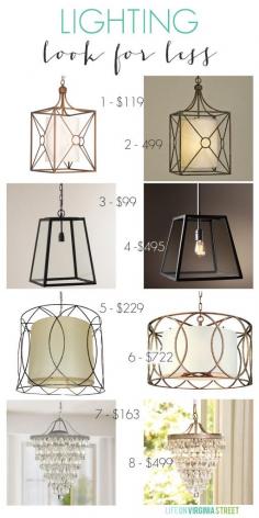 
                    
                        Lighting Look for Less - Life On Virginia Street. Love these designer looking lights available at a fraction of the designer version.
                    
                