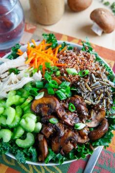 
                    
                        Chicken and Mushroom Wild Rice Kale Salad in a Creamy Asiago Balsamic Dressing
                    
                