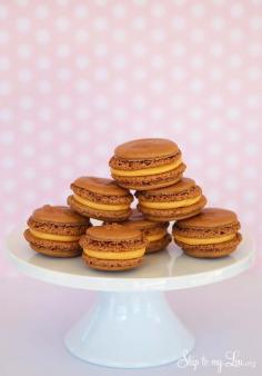 
                    
                        How to make: Chocolate De Leche French Macarons. A great step by step tutorial with tips. #recipe #macaron #cookie skiptomylou.org
                    
                