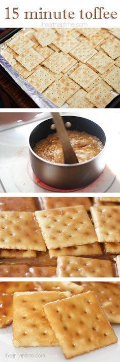 
                    
                        Saltine cracker toffee recipe...15 minute toffee! Super easy to make and seriously addicting!
                    
                